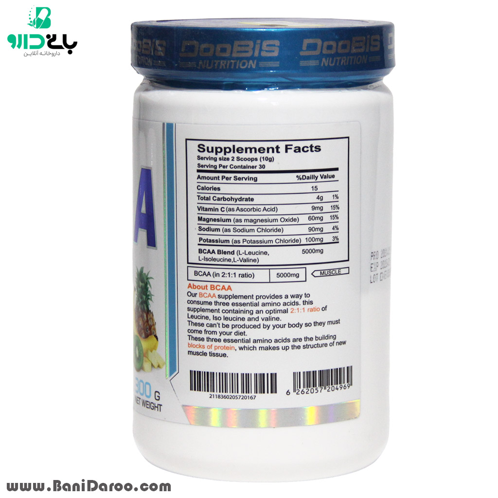 جدول غذایی پودر BCAA دویس 5000 - بانی دارو