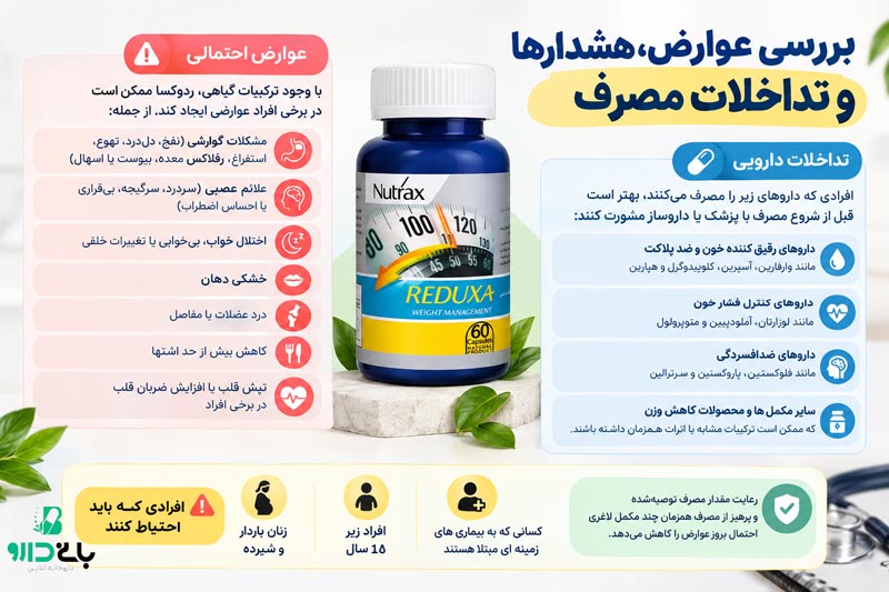 بررسی عوارض، هشدارها و تداخالت مصرف